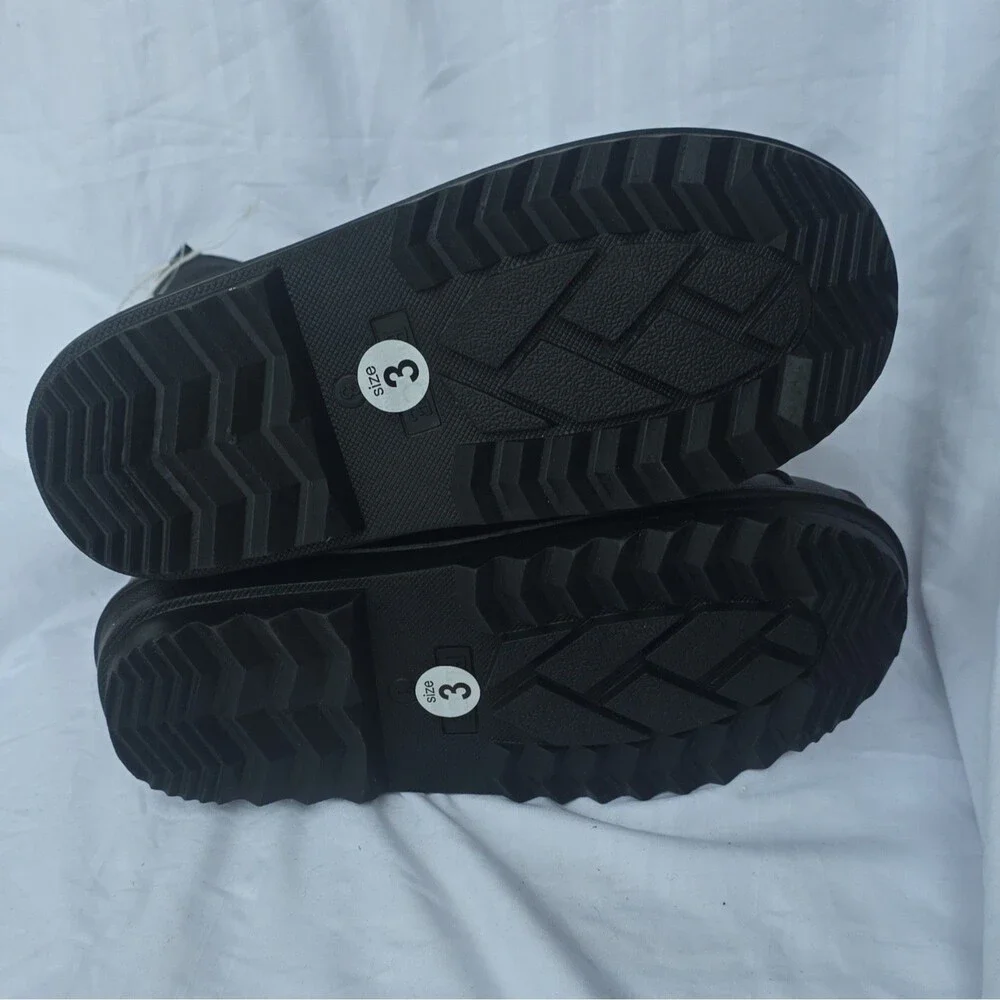 The Children's Place Black Snow Boots, Size 3 Unisex Kids Faux Fur Lined